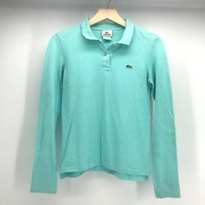 Lacoste Women’s Long-Sleeve Polo Shirt in Aqua Blue